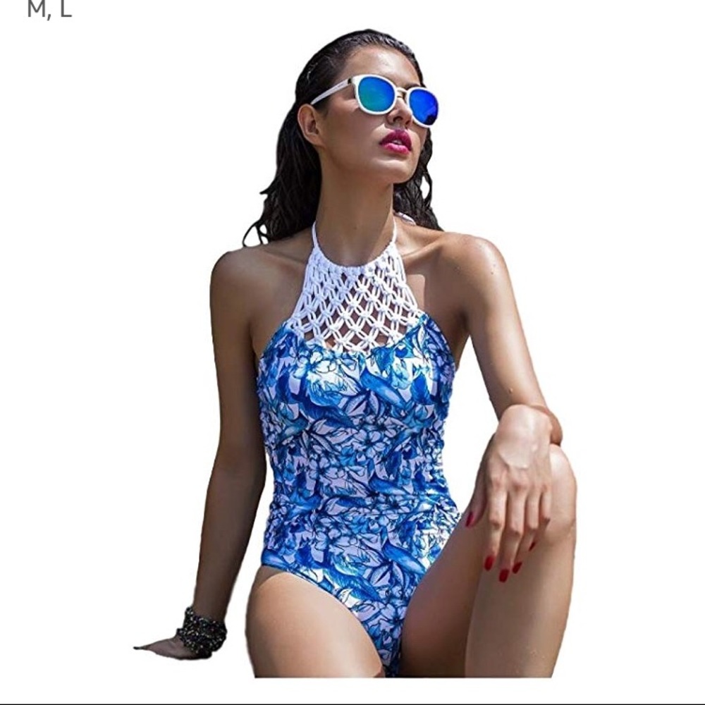 One piece swimsuit in blue white size S M L new
